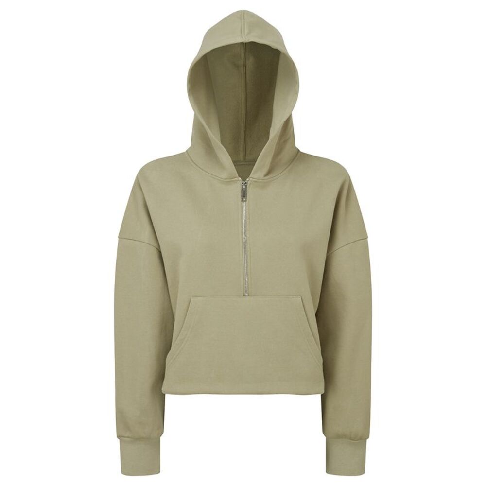 TriDri Womens/Ladies Half Zip Hoodie / Sage Green